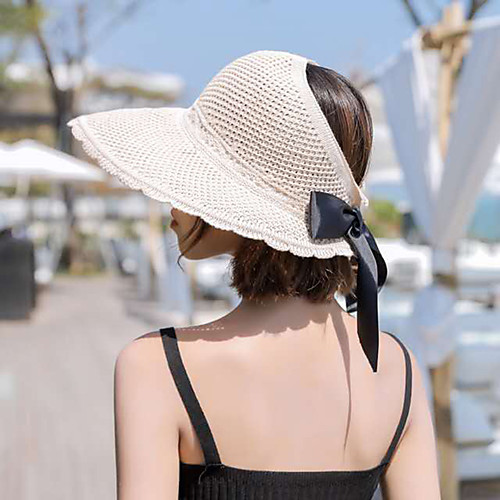 

Women's Basic Cotton Polyester Straw Hat Sun Hat-Floral Print All Seasons Khaki Beige