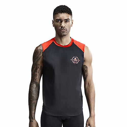 

Men's Daily Sports Basic Tank Top - Color Block Mesh Orange