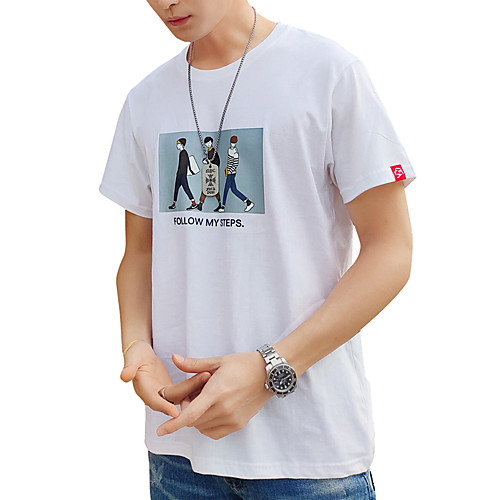 

Men's Daily T-shirt - Color Block / Graphic / Solid Colored White