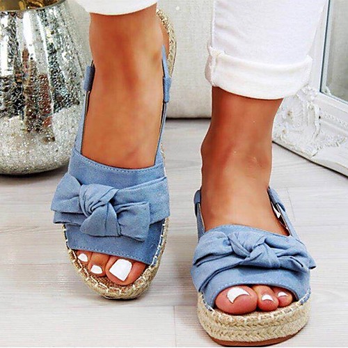 

Women's Sandals Flat Heel Peep Toe PU Summer Yellow / Blue / Beige