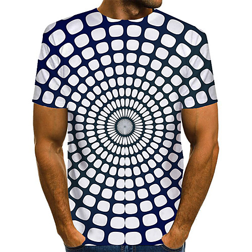 

Men's Daily Going out Street chic / Exaggerated T-shirt - Geometric / 3D / Graphic Pleated / Print Rainbow