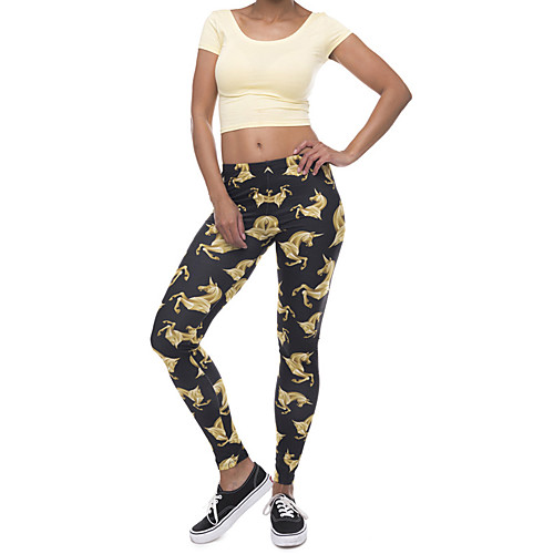 

Women's Sports / Yoga Sporty / Basic Legging - Print, Print Mid Waist Black One-Size