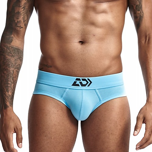 

Men's Basic Briefs Underwear Low Waist Light Blue Green Royal Blue M L XL