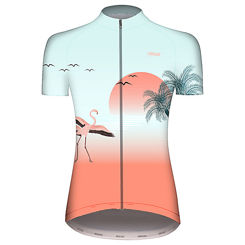 

21Grams Women's Short Sleeve Cycling Jersey BlueYellow Flamingo Animal Floral Botanical Bike Jersey Top Mountain Bike MTB Road Bike Cycling UV Resistant Breathable Quick Dry Sports Clothing Apparel