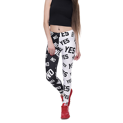 

Women's Sports / Yoga Sporty / Basic Legging - Print / Color Block, Print Mid Waist Black One-Size