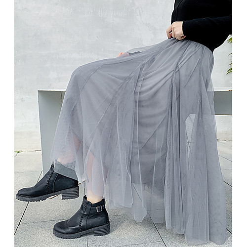 

Women's Swing Skirts - Solid Colored Blushing Pink Black Gray XL XXL XXXL