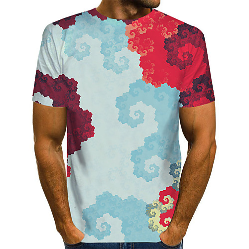 

Men's Daily Basic T-shirt - Color Block / 3D Print Light Blue