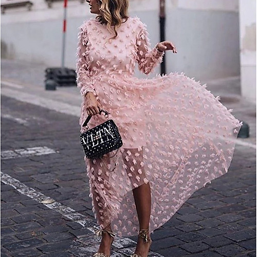 

Women's 2020 Blushing Pink Dress Elegant Summer A Line Solid Color S M