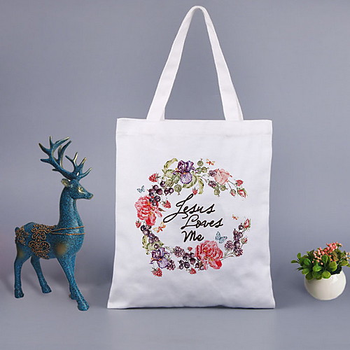 

Women's Pattern / Print Canvas Top Handle Bag 2020 Geometric Pattern White