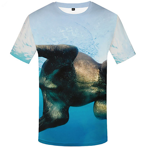 

Men's Daily Sports Basic / Street chic T-shirt - 3D / Graphic Print Blue