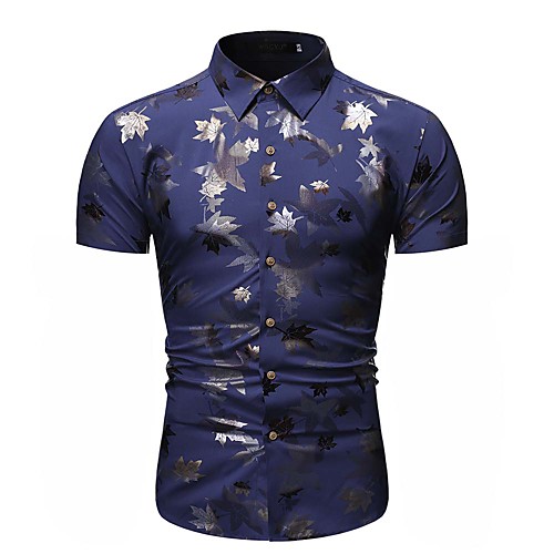 

Men's Holiday Tropical Shirt - Geometric Print Blue