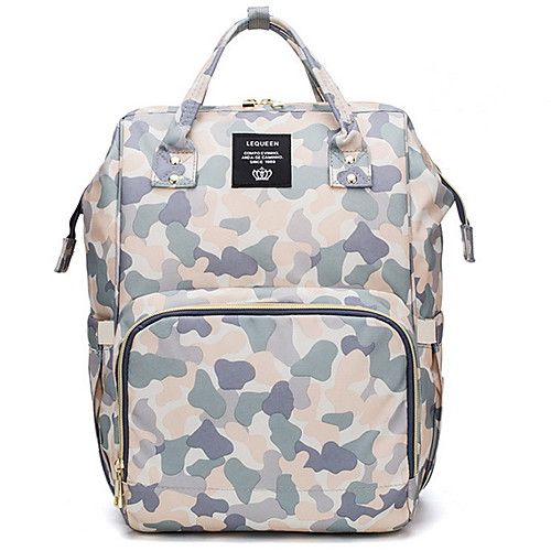 

Large Capacity Oxford Cloth Zipper Commuter Backpack Geometric Pattern Daily Blushing Pink