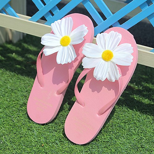 

Women's Slippers & Flip-Flops Flat Heel Open Toe PU Summer Yellow / Pink / Blue