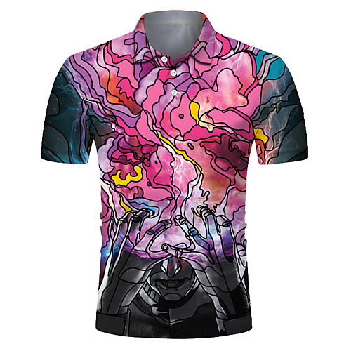 

Men's Club Weekend Rock / Exaggerated Polo - Color Block / 3D / Cartoon Print Fuchsia