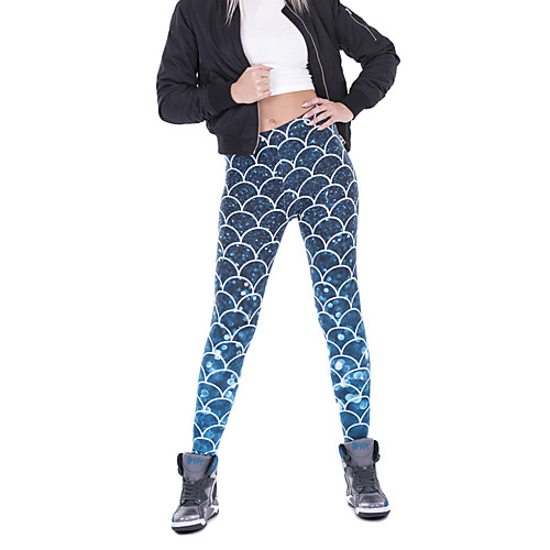 

Women's Sports / Yoga Sporty / Basic Legging - Print, Print Mid Waist Blue One-Size