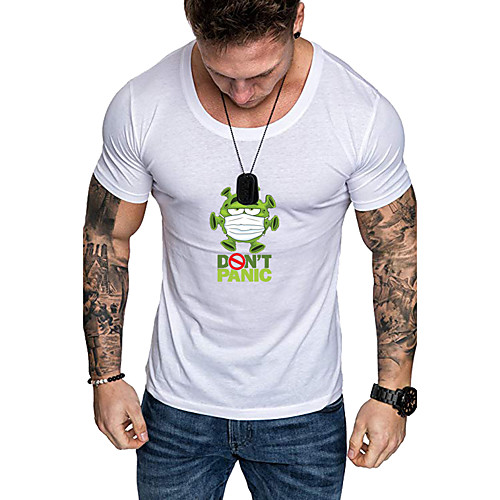 

Men's Daily Sports Business / Basic T-shirt - Rainbow / Letter Black & White, Print Yellow