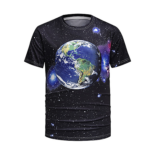 

Men's Daily Weekend Basic T-shirt - Galaxy / 3D Black, Print Black