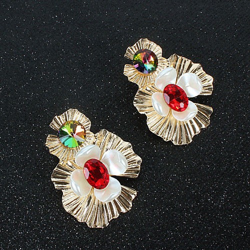 

Women's Hoop Earrings Classic Flower Love Shell Classic Vintage Shell Earrings Jewelry Purple Yellow Red For Gift Daily 1 Pair