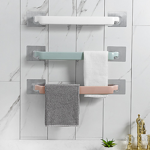 

Self-adhesive Towel Holder Rack Wall Mounted Towel Hanger Bathroom Towel Bar Shelf Roll Holder Hanging Hook Bathroom Organizer Color Random 3pcs
