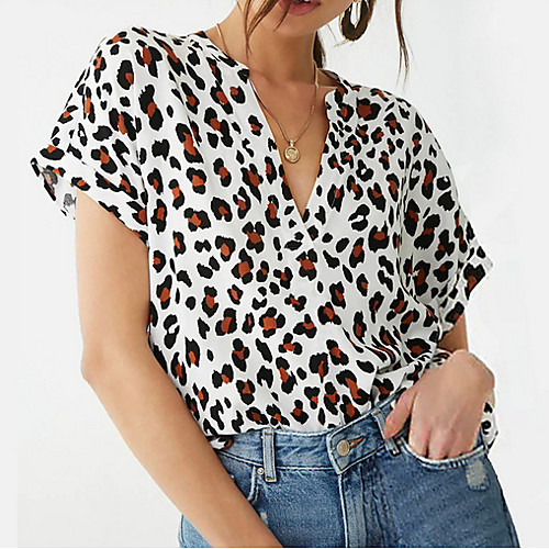 

Women's Daily T-shirt - Leopard White