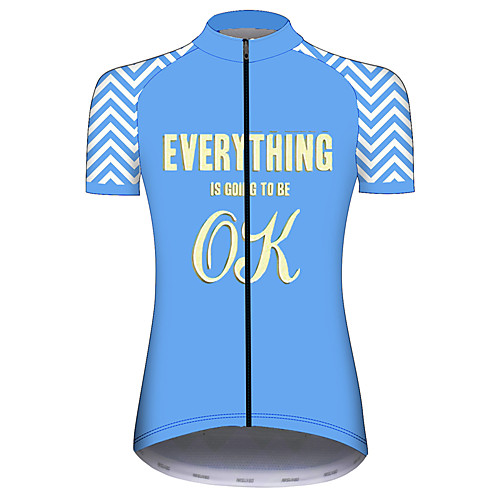 

21Grams Women's Short Sleeve Cycling Jersey 100% Polyester Blue Stripes Novelty Bike Jersey Top Mountain Bike MTB Road Bike Cycling UV Resistant Breathable Quick Dry Sports Clothing Apparel
