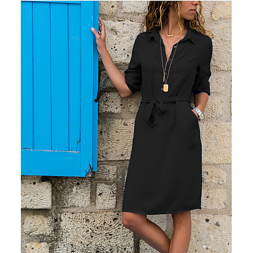 

Women's Green Black Dress Sheath Solid Color S M