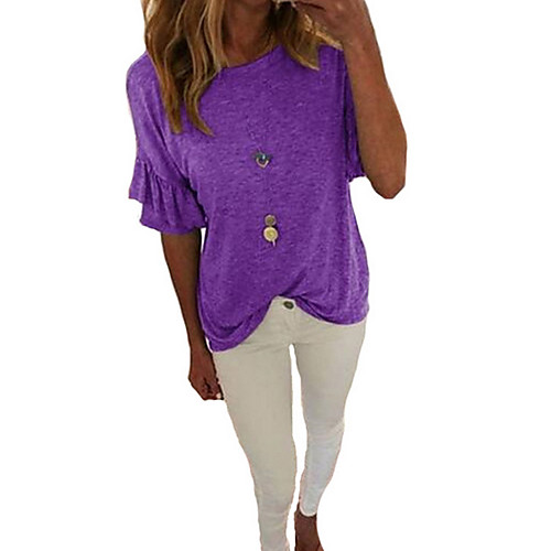 

Women's Daily T-shirt - Solid Colored Purple