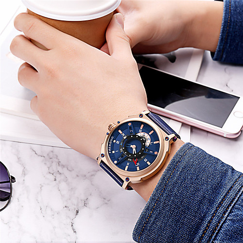 

Men's Dress Watch Japanese Quartz Genuine Leather 30 m Water Resistant / Waterproof Calendar / date / day Day Date Analog Casual Fashion - Blue Silver Brown One Year Battery Life
