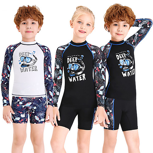

Dive&Sail Boys' Girls' Rash Guard Dive Skin Suit Rashguard Swimsuit Elastane Swimwear UV Sun Protection Breathable Long Sleeve 2-Piece - Swimming Diving Water Sports 3D Print Autumn / Fall Spring