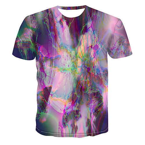 

Men's Club Weekend Street chic / Punk & Gothic T-shirt - Color Block / 3D / Abstract Print Rainbow