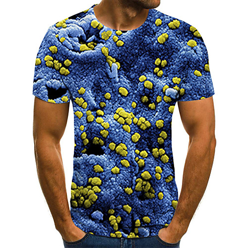 

Men's Holiday Going out Street chic / Exaggerated T-shirt - Geometric / Color Block / 3D Print Rainbow