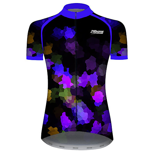 

21Grams Women's Short Sleeve Cycling Jersey 100% Polyester Black / Blue Patchwork Sparkly Geometic Bike Jersey Top Mountain Bike MTB Road Bike Cycling UV Resistant Breathable Quick Dry Sports