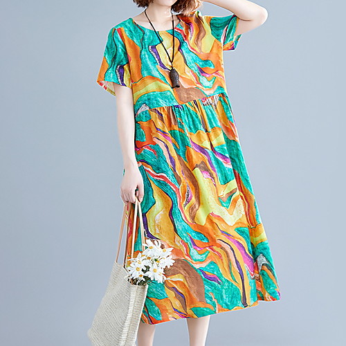 

Women's 2020 Purple Yellow Dress Elegant Summer Shift Floral M L