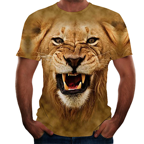 

Men's Daily Basic T-shirt - Color Block / 3D Print Yellow