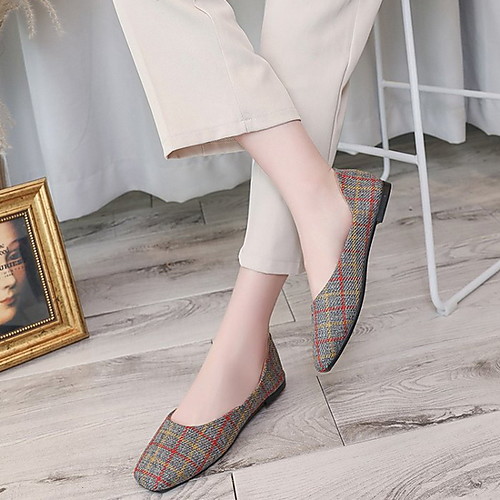 

Women's Loafers & Slip-Ons Flat Heel Round Toe Canvas Summer Khaki / Black / Gray