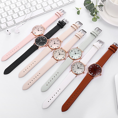 

Ladies Quartz Watches Elegant Fashion Black White Brown PU Leather Chinese Quartz Light Brown Lace WhitePink Blushing Pink New Design Casual Watch 1 pc Analog One Year Battery Life