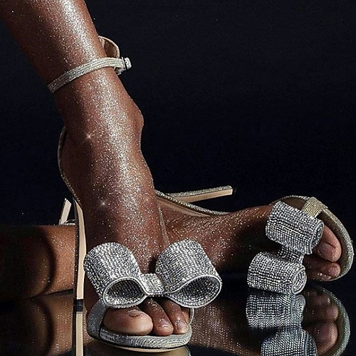 

Women's Wedding Shoes Stiletto Heel Open Toe PU Spring & Summer Silver