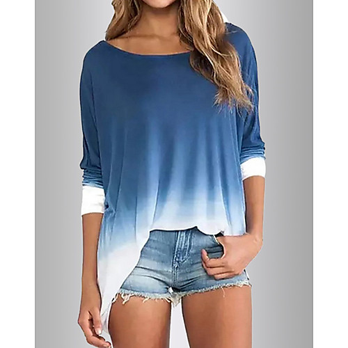 

Women's Daily T-shirt - Color Block / Tie Dye Red