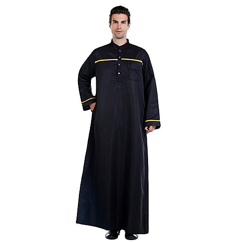 

Men's Daily / Work Fall / Winter / Fall & Winter Long Abaya, Solid Colored Stand Long Sleeve Polyester White / Black / Beige