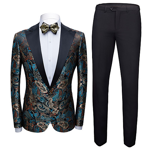 

Tuxedos Tailored Fit Peak Single Breasted One-button Polyester Jacquard / British / Fashion