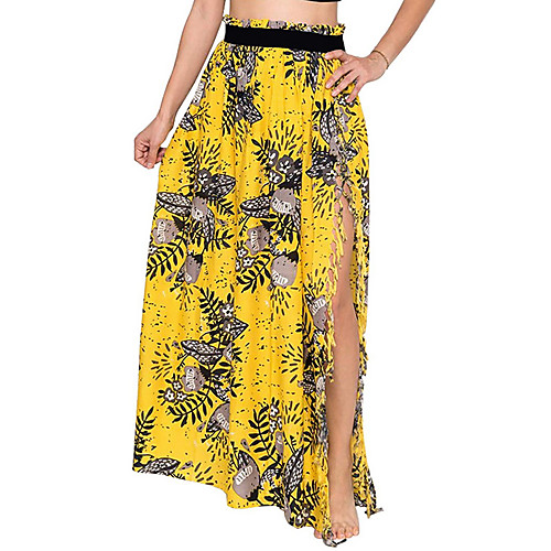 

Women's Swing Skirts - Geometric Yellow Green White S M L