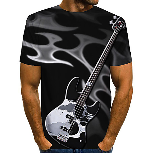 

Men's Daily Going out Street chic / Exaggerated T-shirt - Geometric / 3D / Graphic Pleated / Print Rainbow