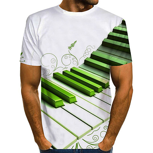 

Men's Daily Holiday Street chic / Exaggerated T-shirt - Color Block / 3D / Abstract Print Green