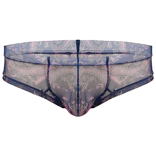 

Men's Mesh / Print Boxers Underwear - Normal Low Waist Purple Royal Blue White S M L