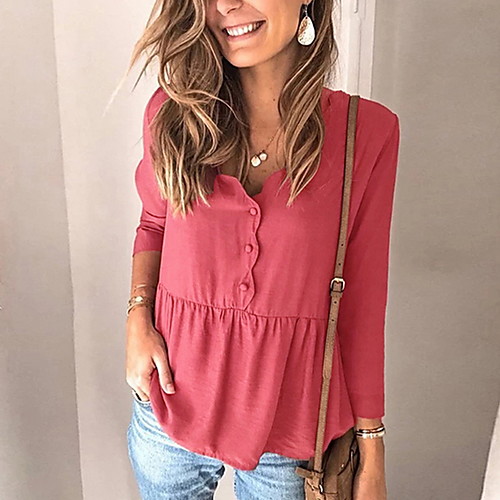 

Women's Daily Shirt - Solid Colored Blushing Pink