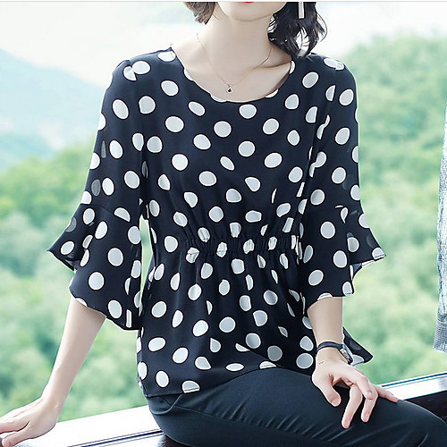 

Women's Daily T-shirt - Polka Dot White