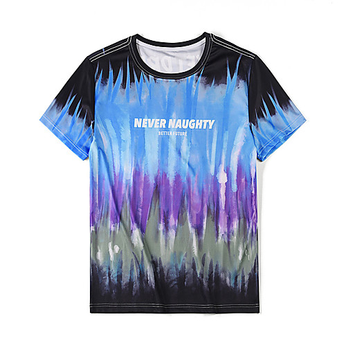 

Men's 3D Tie Dye Print T-shirt Basic Daily Weekend Round Neck Rainbow