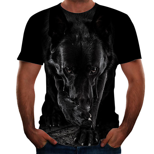 

Men's Going out Weekend Basic T-shirt - Color Block / 3D / Animal Gray