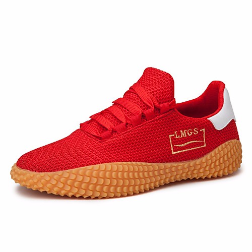 

Men's Elastic Fabric Spring & Summer Casual Trainers / Athletic Shoes Walking Shoes Breathable Color Block Black and White / Black / Red / Light Red