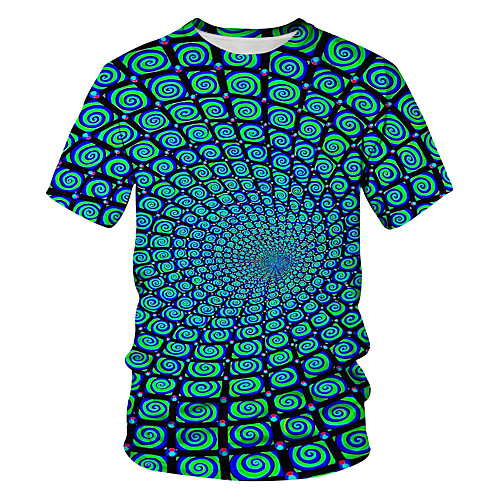 

Men's Going out Club Street chic / Exaggerated T-shirt - Color Block / 3D / Abstract Print Green